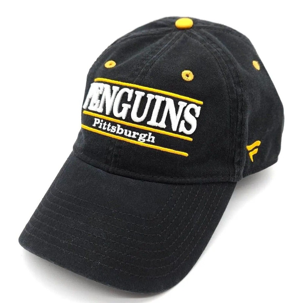 Pittsburgh‎ Penguins NHL Hockey Strapback Hat Spell Out Baseball Cap Fanatics